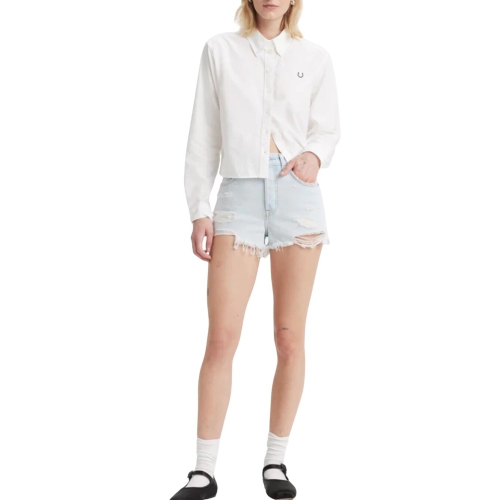 Levi's Women's 501 Cut Off Light Wash Distressed Denim Jean Shorts Size‎ 26